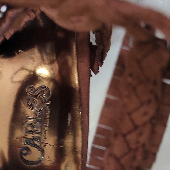 Carlos Santana Wedge Sandals Chocolate Lace Size 8 - Picture 8 of 10